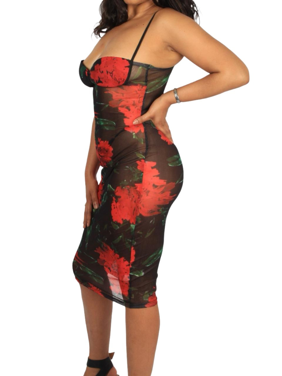 Spaghetti Strap Sheer Bodycon dress XD21