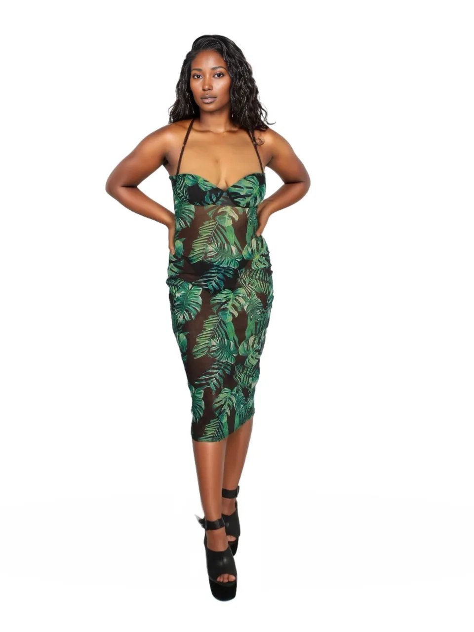 Spaghetti Strap Sheer Bodycon dress XD21