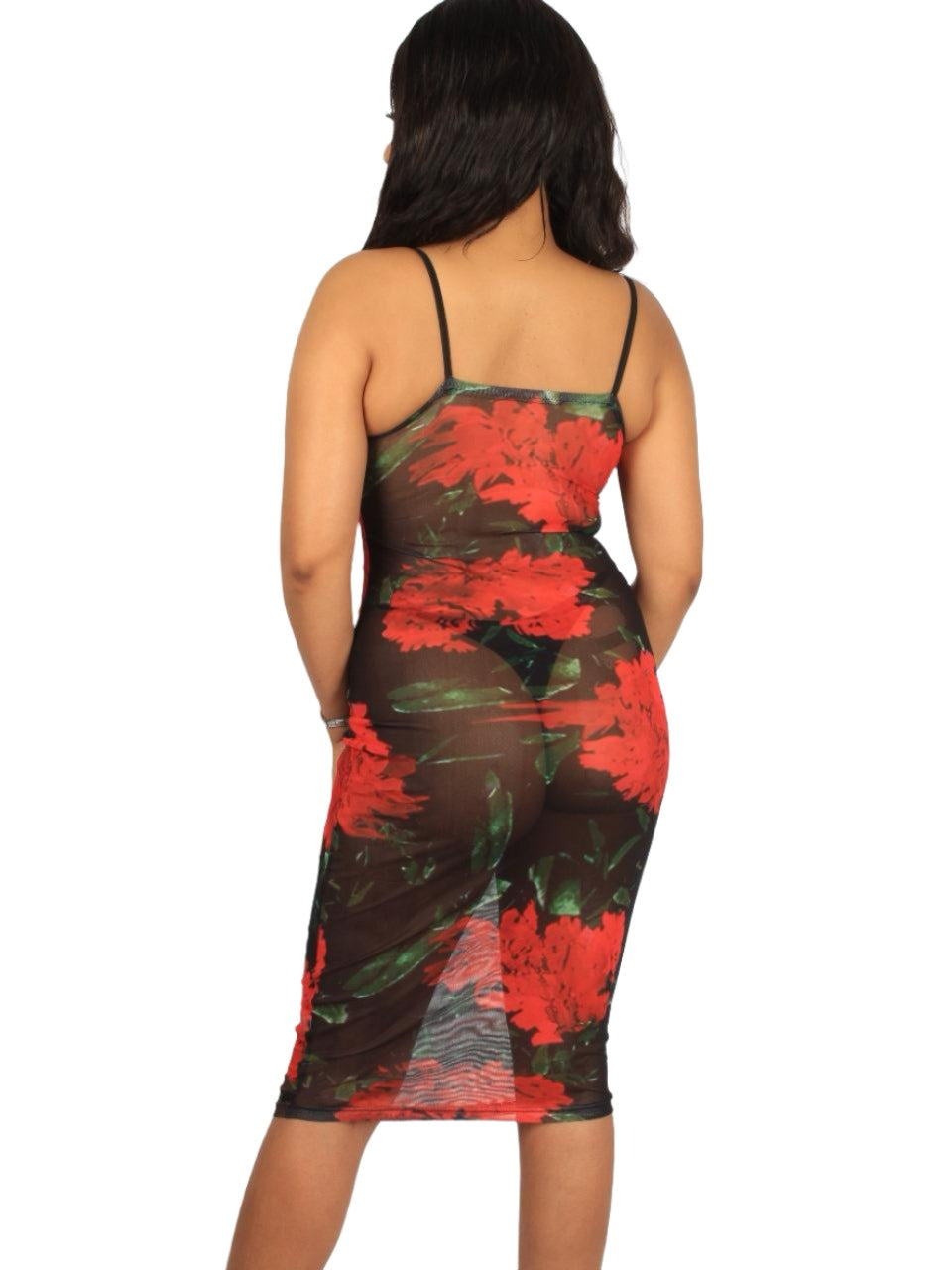 Spaghetti Strap Sheer Bodycon dress XD21