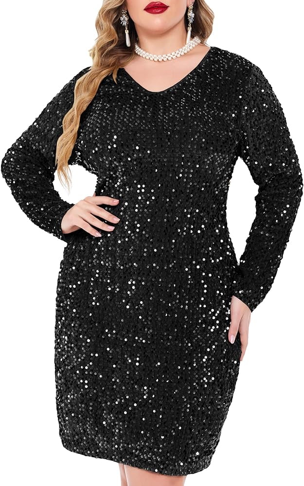 Sparkle Sequin v neck curve mini dress XD21