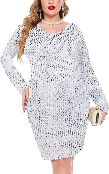 Sparkle Sequin v neck curve mini dress XD21