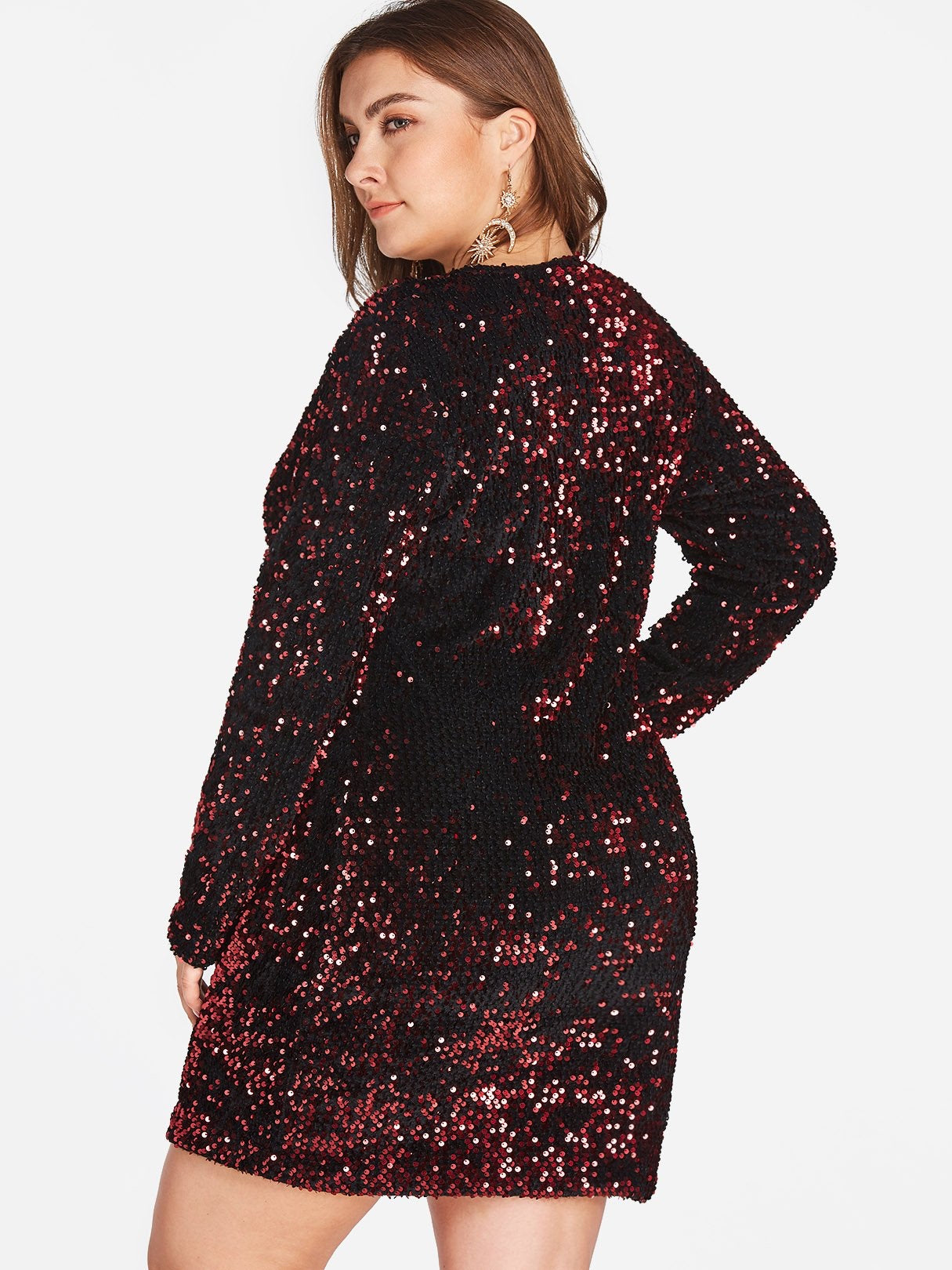 Sparkle Sequin v neck curve mini dress XD21