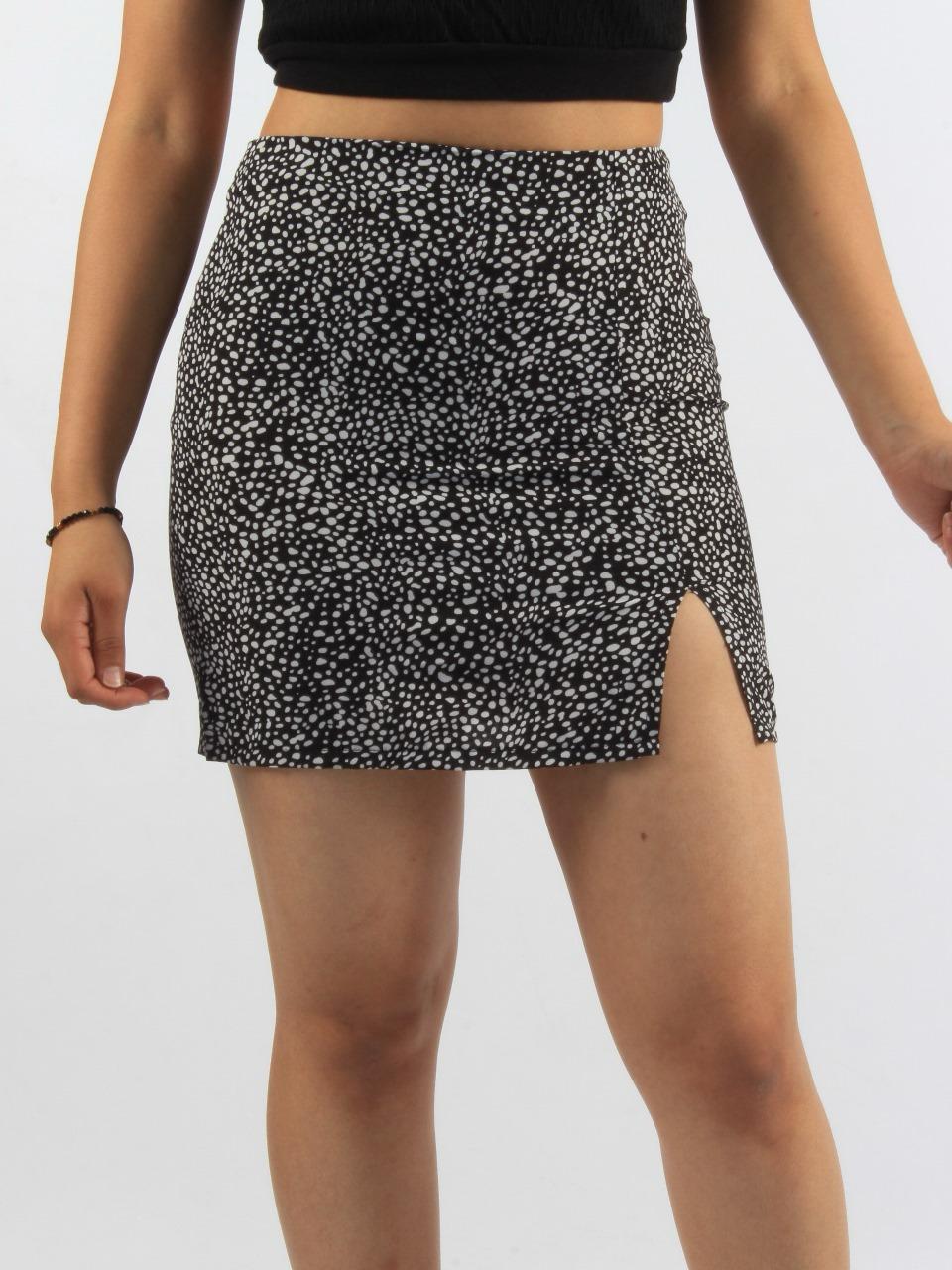 Split Hem Dalmatian Print Mini Skirt XD21