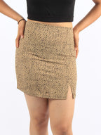 Split Hem Dalmatian Print Mini Skirt XD21