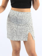 Split Hem Dalmatian Print Mini Skirt XD21