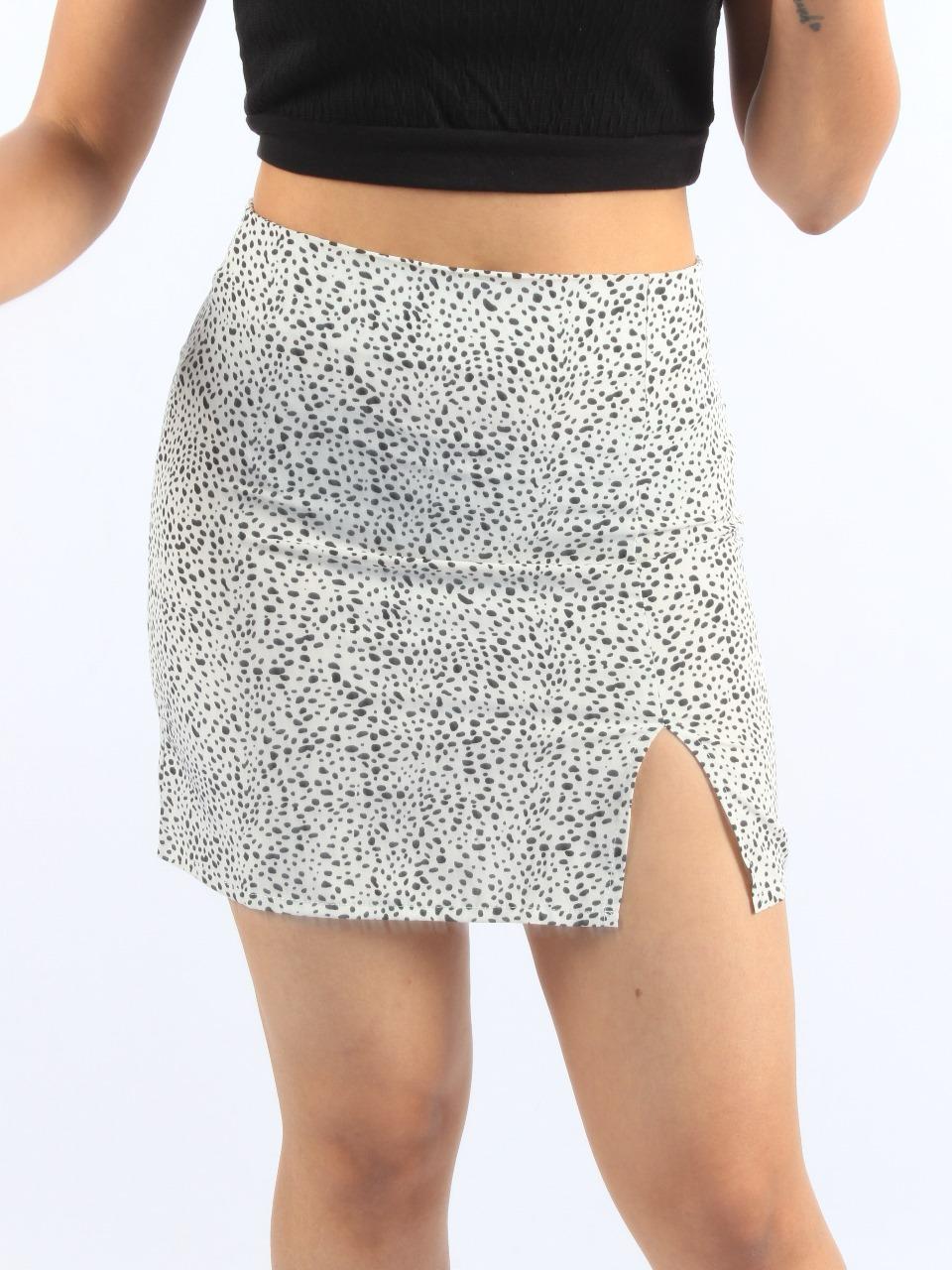 Split Hem Dalmatian Print Mini Skirt XD21