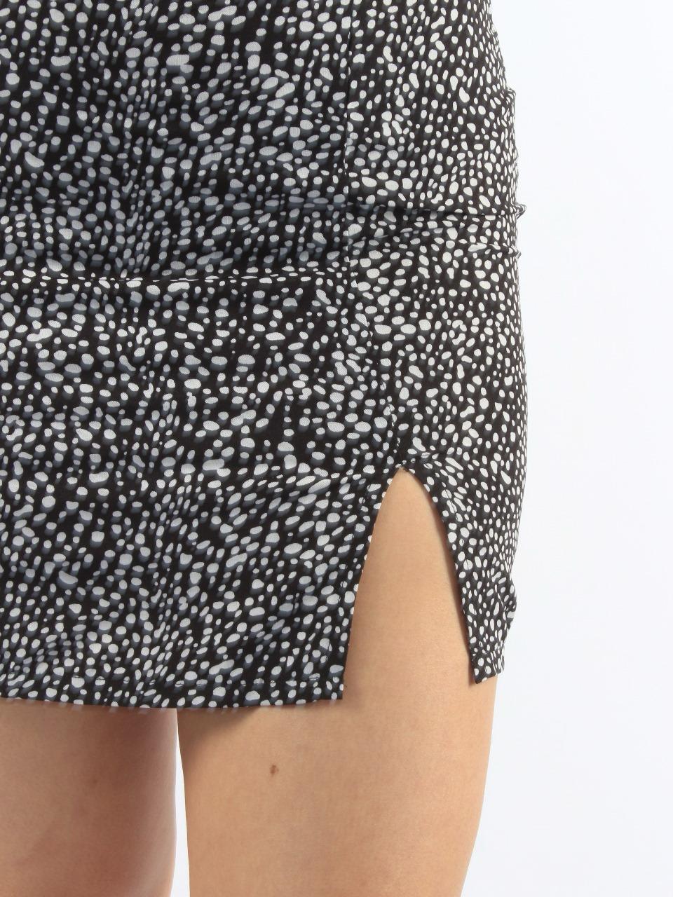 Split Hem Dalmatian Print Mini Skirt XD21