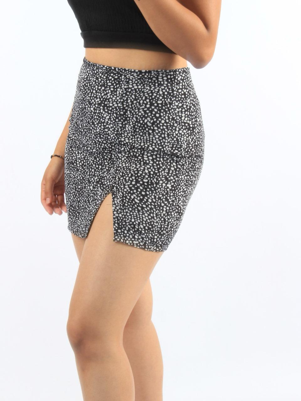 Split Hem Dalmatian Print Mini Skirt XD21