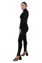 Sporty Asymmetrical Long Sleeve Crop Top and Leggings Set XD21