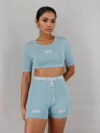 Sporty Graphic Letter Off White Two Piece Set XD21