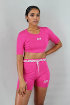 Sporty Graphic Letter Off White Two Piece Set XD21