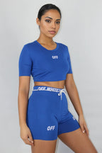 Sporty Graphic Letter Off White Two Piece Set XD21