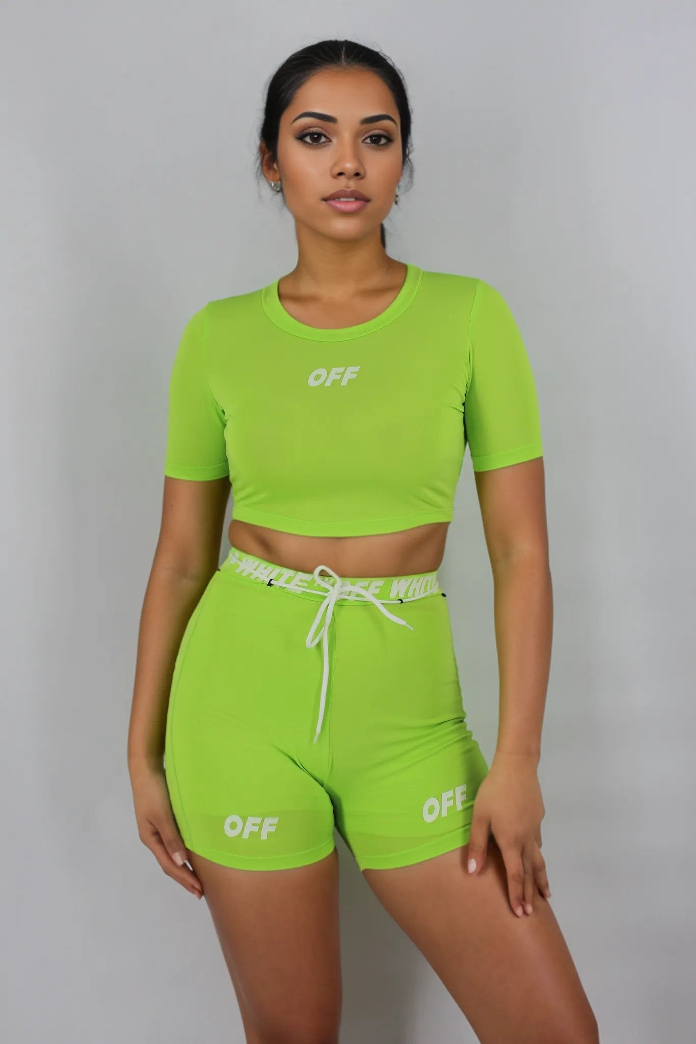 Sporty Graphic Letter Off White Two Piece Set XD21
