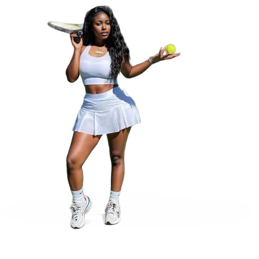 Sporty Pleated Mini Skirt Sports Bra Set XD21