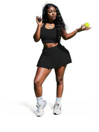 Sporty Pleated Mini Skirt Sports Bra Set XD21