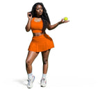 Sporty Pleated Mini Skirt Sports Bra Set XD21