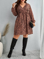 Spot printed long sleeve mini dress XD21