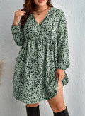 Spot printed long sleeve mini dress XD21