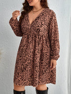 Spot printed long sleeve mini dress XD21