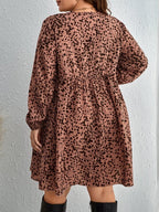 Spot printed long sleeve mini dress XD21