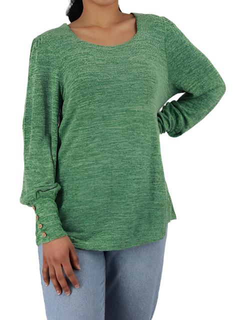 Square Neck Bishop Sleeve Sweater Top (grey&brown images) XD21