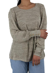 Square Neck Bishop Sleeve Sweater Top (grey&brown images) XD21