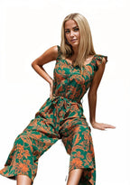 Square Neck Frill Summer Jumpsuit Without Belt XD21