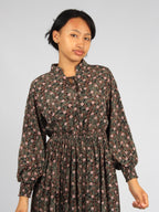 Stand-up Collar Midi Floral Dress XD21
