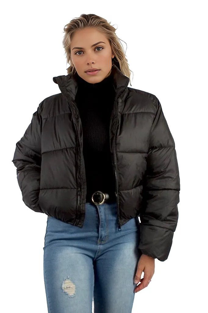 Standard Collar Zipper Padded Crop Jacket XD21