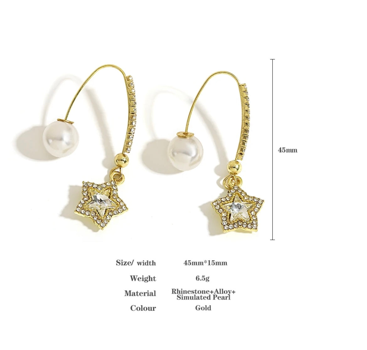 Star Faux Pearl Dangle Earring XD21
