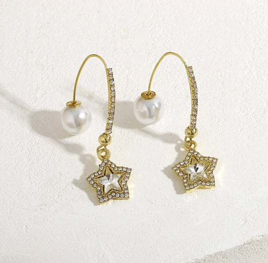 Star Faux Pearl Dangle Earring XD21