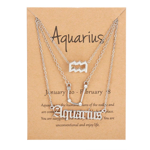 Star Sign Zodiac 3pc Necklace Set XD21