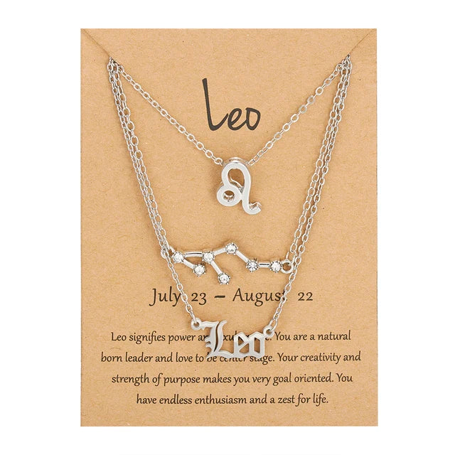 Star Sign Zodiac 3pc Necklace Set XD21