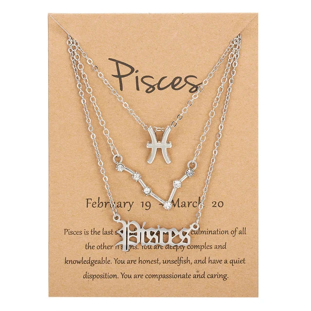 Star Sign Zodiac 3pc Necklace Set XD21