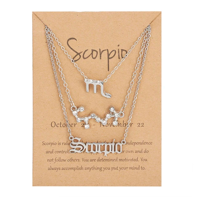 Star Sign Zodiac 3pc Necklace Set XD21