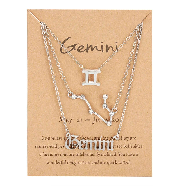 Star Sign Zodiac 3pc Necklace Set XD21