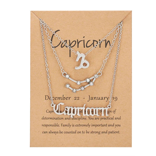 Star Sign Zodiac 3pc Necklace Set XD21