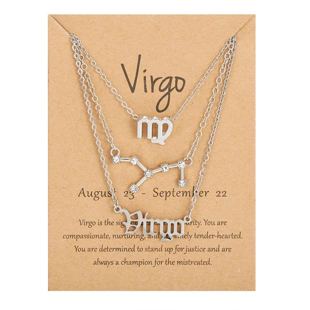 Star Sign Zodiac 3pc Necklace Set XD21