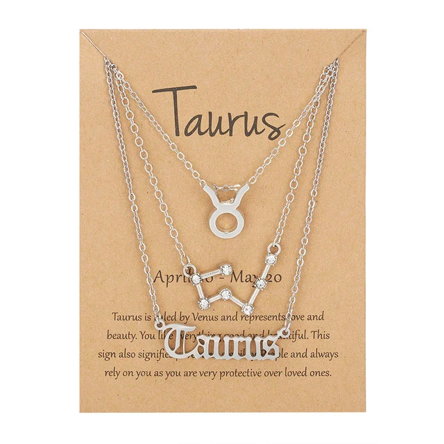 Star Sign Zodiac 3pc Necklace Set XD21