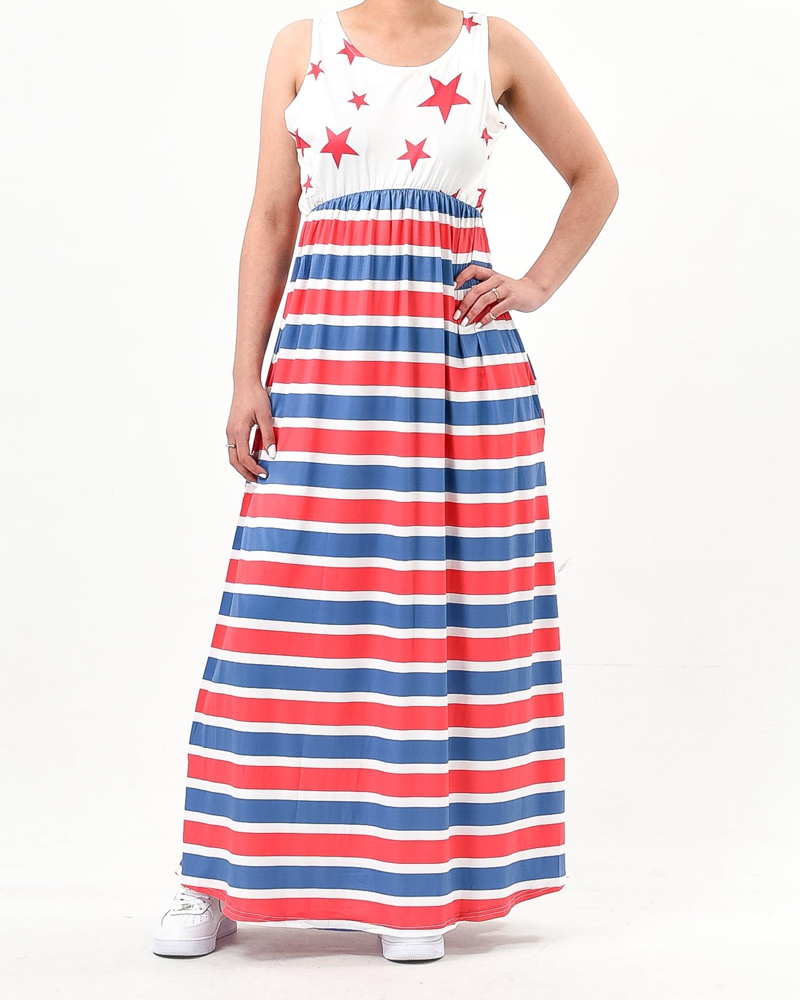 Star and stripe sleeveless maxi dress - XD21
