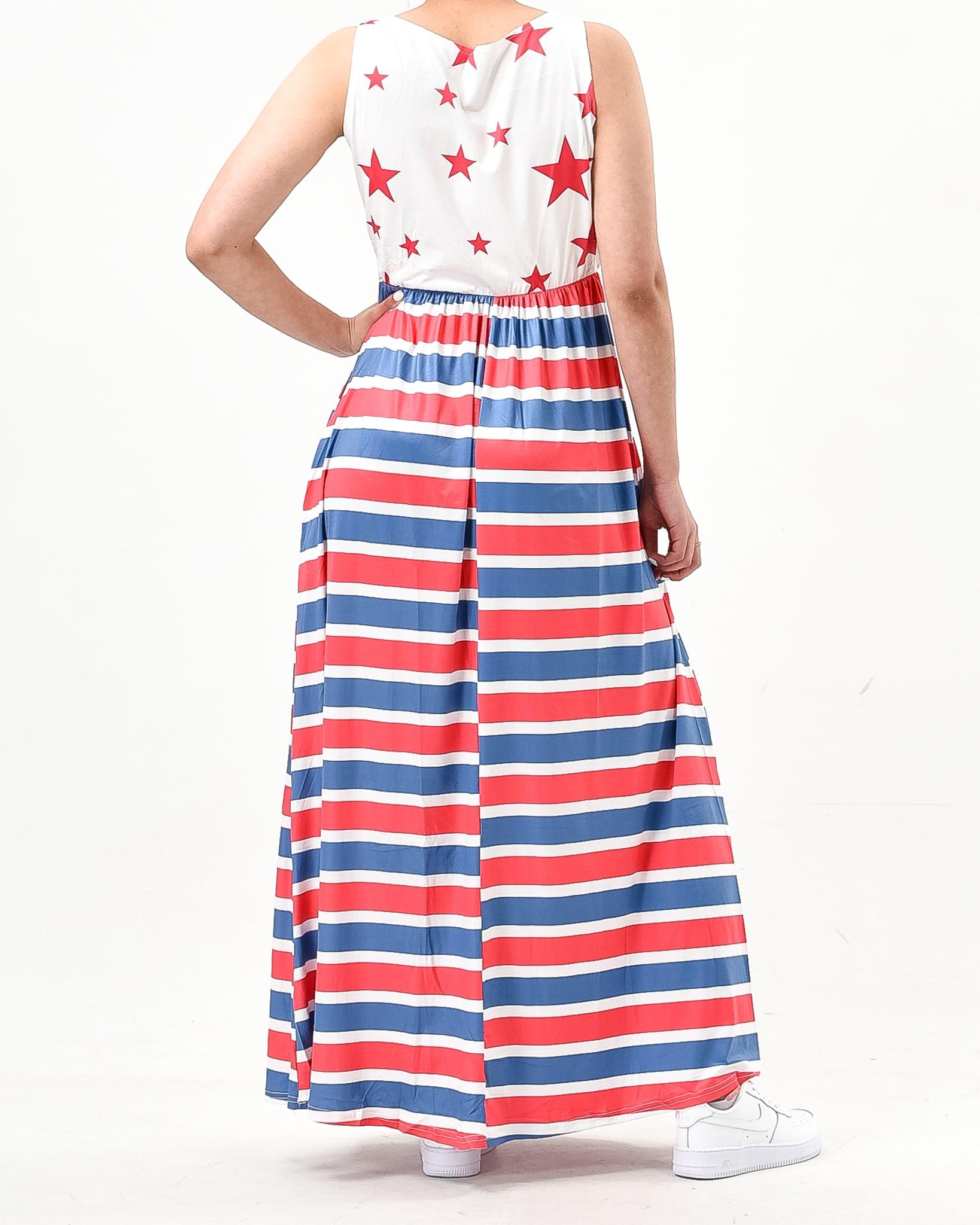 Star and stripe sleeveless maxi dress - XD21