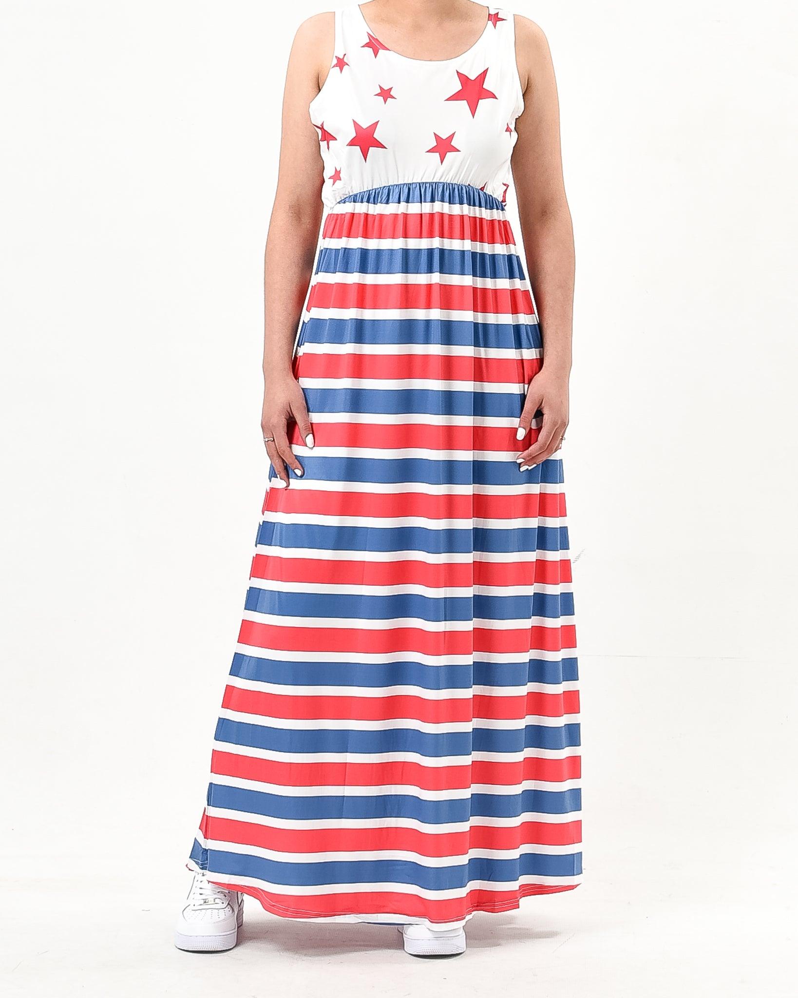 Star and stripe sleeveless maxi dress - XD21