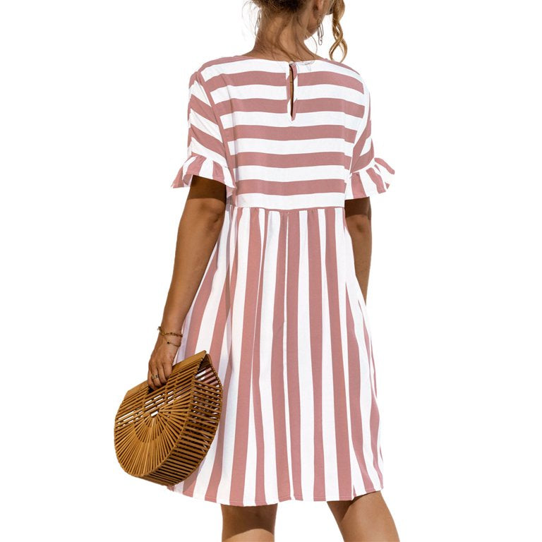 Stripe Loose Mini Dress XD21