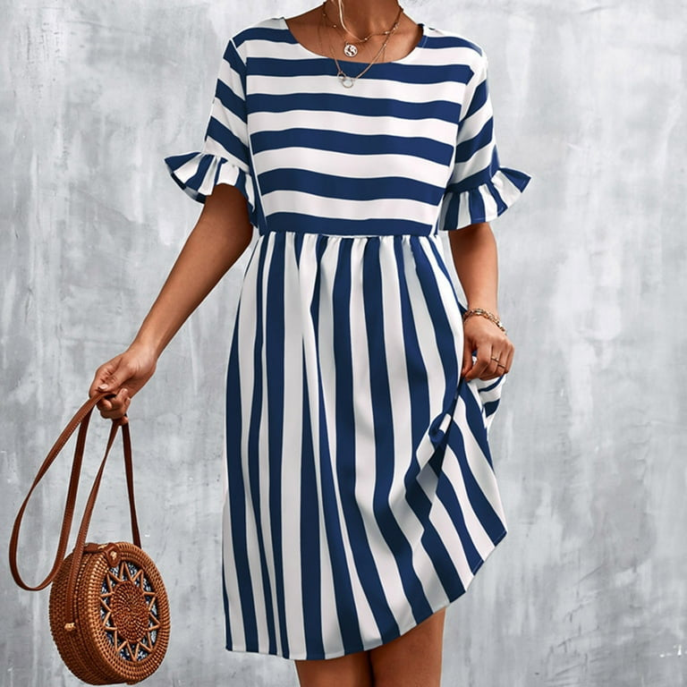 Stripe Loose Mini Dress XD21