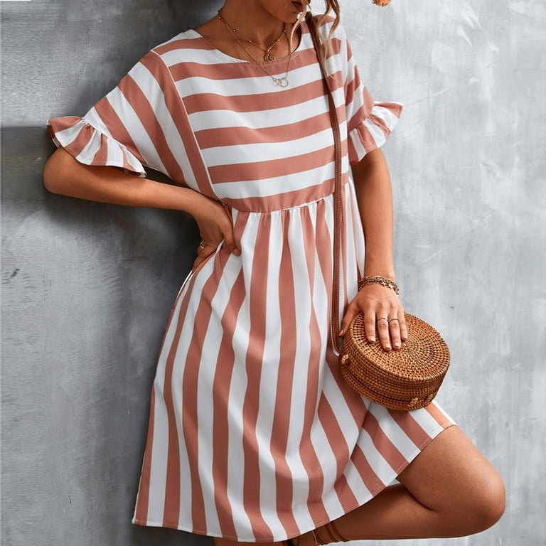 Stripe Loose Mini Dress XD21