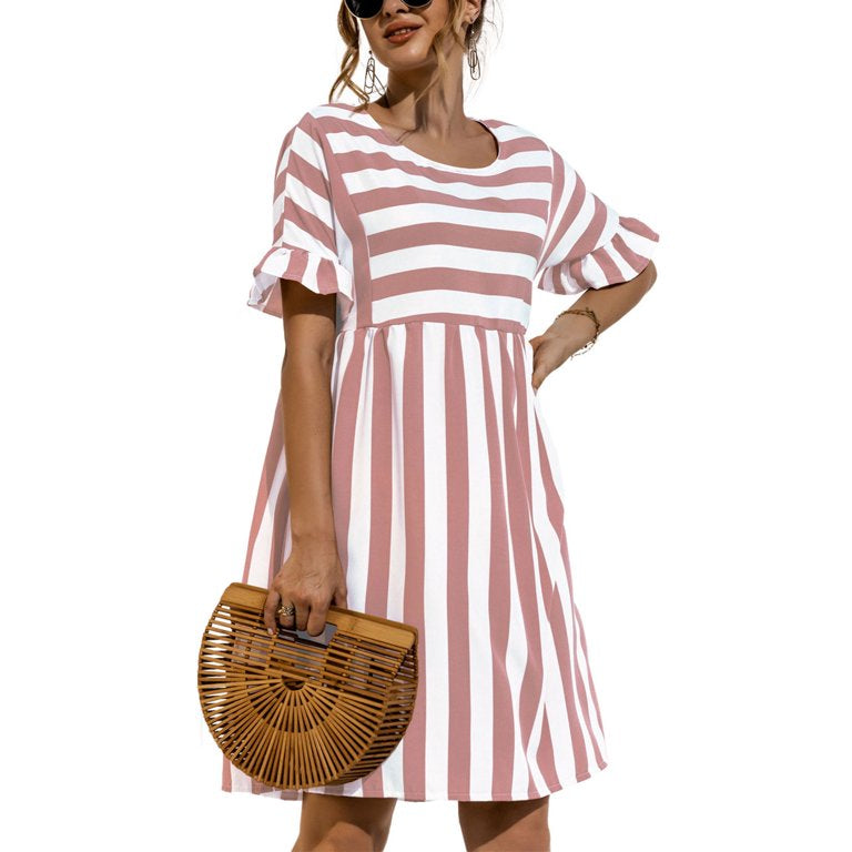 Stripe Loose Mini Dress XD21