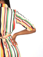 Stripe Maxi Dress with Belt XD21