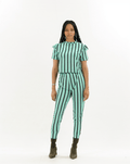 Stripe Pants Crop Top Two Piece Set XD21