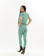Stripe Pants Crop Top Two Piece Set XD21