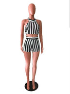 Stripe Two Piece Shorts And Crop Top Outfit